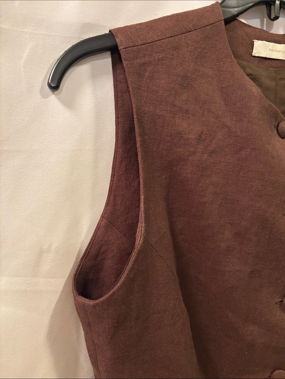 Faithfull Brown Linen Blend Dress with Buttons - size 10 - Picture 4 of 15